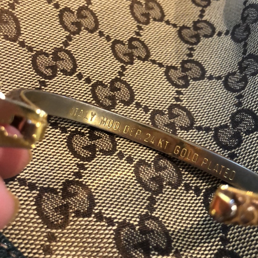 Vintage Gucci Gold GG Brown Snakeskin Bracelet - Picture 5 of 6